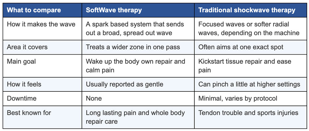 SoftWave Therapy vs Shockwave Therapy